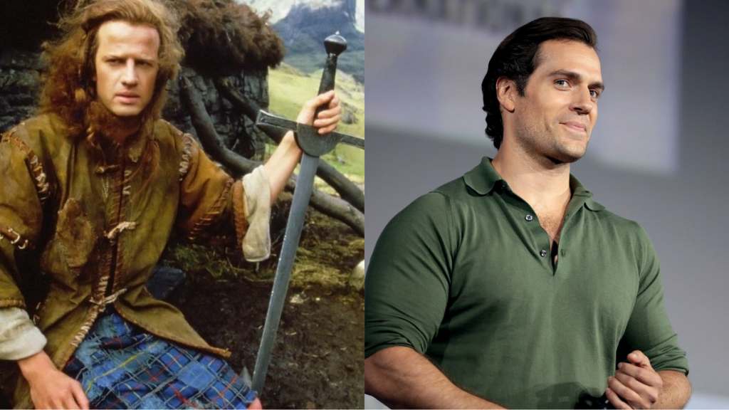 The photo on the left is Christopher Lambert, star of the 1986 movie, "Highlander". The subject of the article pertains to the reboot filming reportedly in 2024, with Henry Cavill (pictured right) set to star.